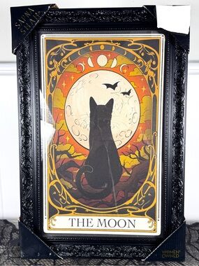 NEW Sapna Shah The Moon Black Cat Halloween Picture